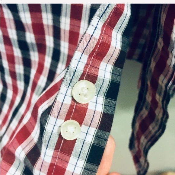 CHAPS Red Plaid Wrinkle and Stain Free Button Down - Picture 6 of 8
